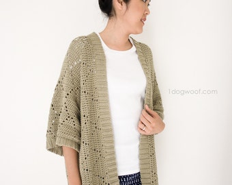 Summer Diamonds Kimono Cardigan, Crochet Pattern