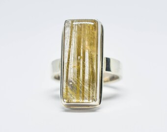 Sterling Silver Rutilated Quartz Ring, Rutile Quartz Ring, Silver Quartz Ring, Rutilated Ring, Golden Rutile, Top Quality Quartz,Quartz Ring