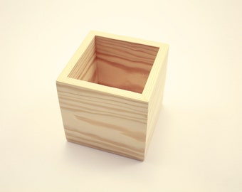 Wooden Box UNFINISHED 5x5x5 Wedding Centerpiece Flower Box Organizer Storage Planter (5"x 5"x 5" Box. Unfinished)