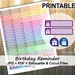 70% SALE, Birthday Reminder Printable Planner Stickers, Erin Condren Planner Stickers, Birthday Stickers, Birthday Planner - Cut Files