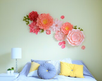 PAPER FLOWERS SET. 2 giant, 5 medium, 6 xsmall flowers. Perfect for decorating a backdrop or wall. For any occasion. seattle giant flowers