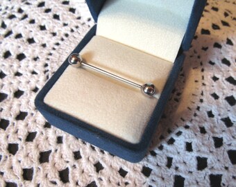 Vintage Silver Collar Bar, Shirt Accessory, Barbell Round Ends, Fashion Accessories