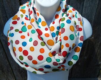 White Polka Dot Infinity Scarf