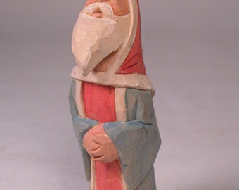 Santa woodcarving Hand Carved Sculpture from Basswood