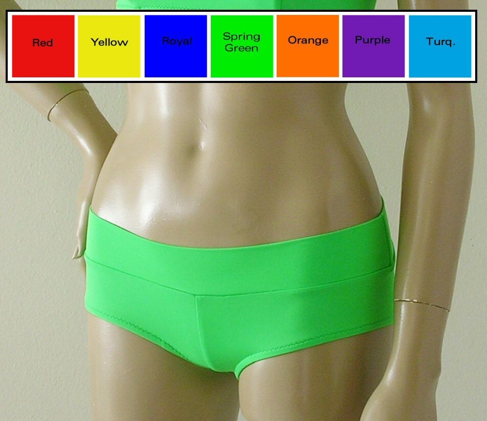 Low Rise Cheeky Boy Short Bikini Bottom in Red Blue Purple