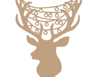 Reindeer Head with Lights Christmas Cut File .SVG .DXF .PNG