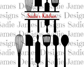 Kitchen Utensils - Split SVG and Silhouette Studio cutting file, Instant Download