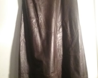 Vintage 70s skirt leather brw maxi Pentik s