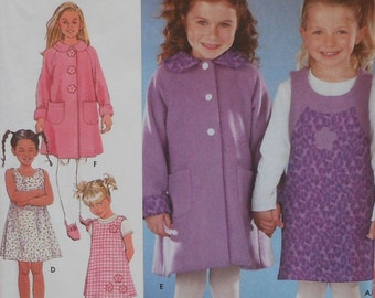Dress and Coat Sewing Pattern UNCUT Simplicity 9928 Sizes 3-6