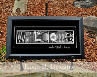 Great Gift Idea - Alphabet Letter Photos - Welcome Sign - 10x20 Unframed