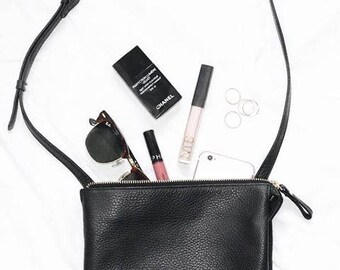 VERO - Leather CrossBody Bag - BLACK