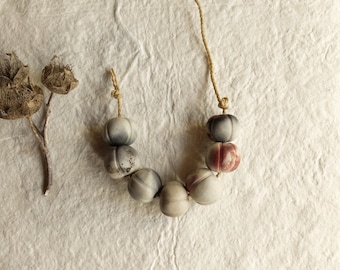 ceramic beads; handmade; artisan beads;melon beads; primitive earthy