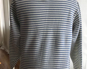 Vintage striped minimalist sweatshirt with folded collar small petite
