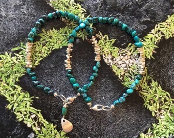 Hubei Turquoise and Fine/Sterling Silver Bracelet - Free U.S. Shipping