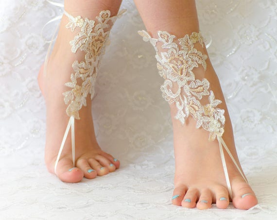 Barefoot sandals wedding, wedding shoes, wedding shoes lace, wedding shoes for bride, beach anklets 01