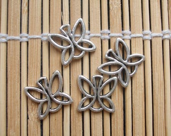 silver metal butterflies 4connecteurs
