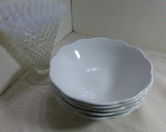 5 Jackson China White Cereal Bowls Scalloped Edge