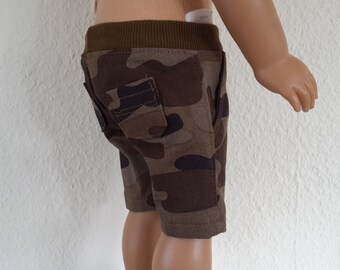 Camo shorts with side and back pockets for 18" Boy Doll- Boy Doll clothes - doll shorts - boy shorts
