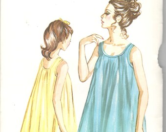 Kwik Sew 214 1960s Misses Two Layer Nightgown Pattern Tricot and Sheer Womens Vintage Sewing Patterns Size Sm Md Lg Bust 34 - 41 UNCUT
