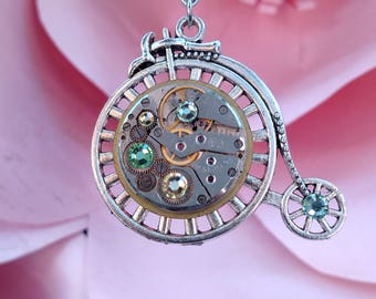 Penny-farthing Big Wheel Victorian Bicycle Steampunk Watch Pendant