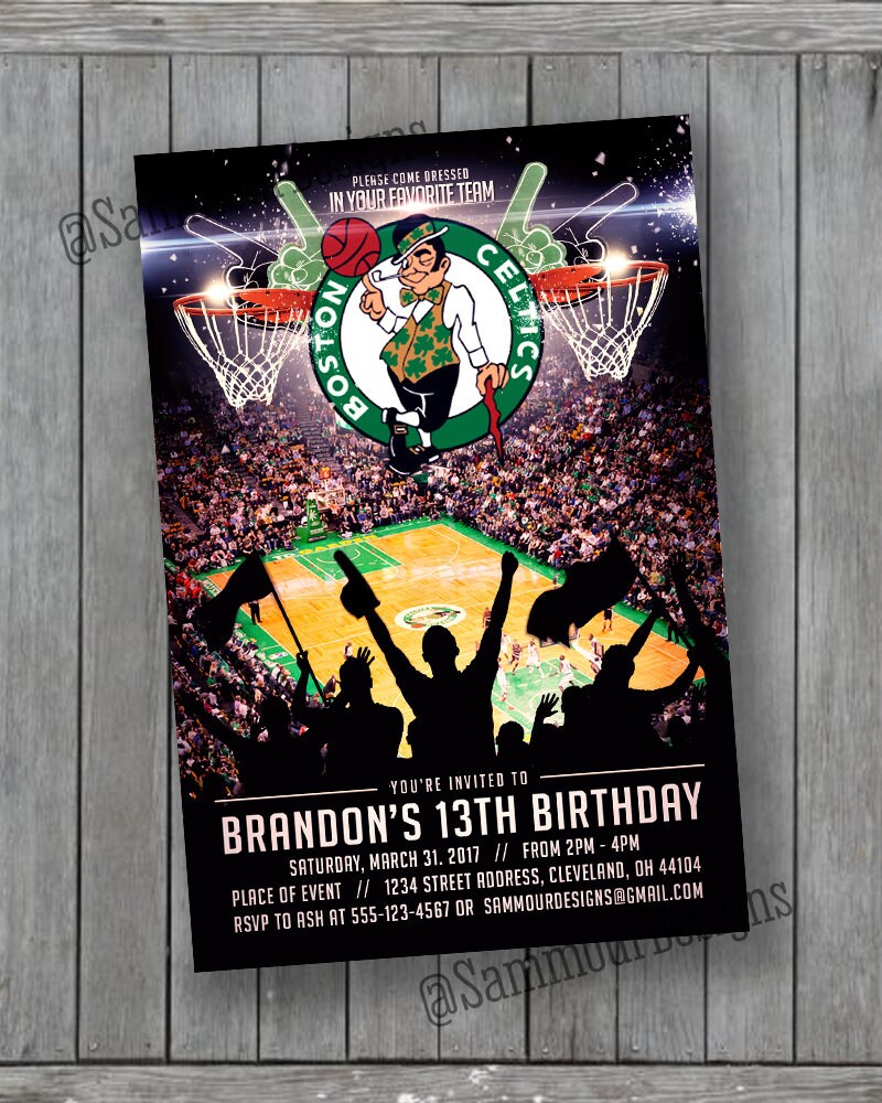 Boston Celtics Birthday Invitation Boston Celtics Basketball