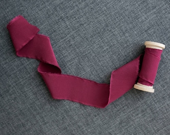 Burgundy Wine Silk Ribbon; 100% Silk; Wedding bridal bouquet, invitations, wedding favors, wedding photography styling