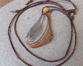 Ribbon stone, Mookaite necklace - ethically sourced gem stone, handmade in Australia, beige orange brown earth tones