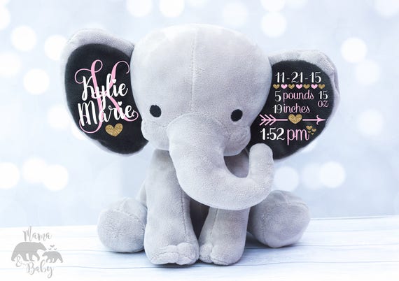 Download Baby Girls Birth Stat Elephant Keepsake Elephant Birth