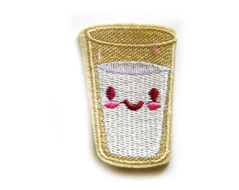 Glass of Milk Embroidered Patch Appliqué