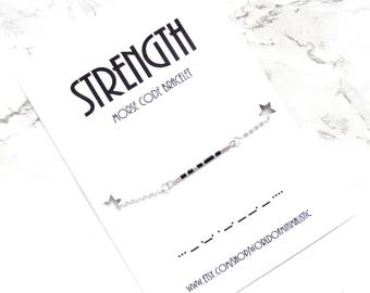 STRENGTH morse code bracelet morse code jewelry friendship bracelet minimalist dainty jewelry minimalist bracelet delicate chain bracelet