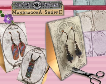 earring display DIY - 12 jewelry cards - printable earring tag - earring card - digital sheet - digital download - jewellery display