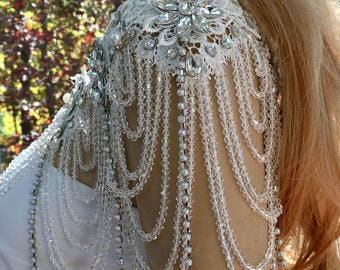 Crystal Shoulder Necklace, Bridal Shoulder Jewelry, Rhinestone Wedding Necklace, Bridal Jewelry Straps, Crystal Body Jewelry