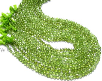 Coin Faceted Beads In Peridot Beads, (Quality A+), 4.50 to 5.50 mm, 36 cm, PE-020, Semiprecious Gemstone Beads