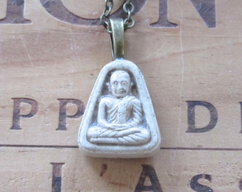 Small Vintage Clay Buddhist Charm Necklace