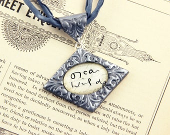 Oscar Wilde - Signature Necklace - Author, Dorian Gray, Plays, Poet, Handwriting - Silver, Gold