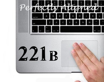 Vinyl Decal - Sherlock Holmes 221B Address Decal for Macbook Trackpad