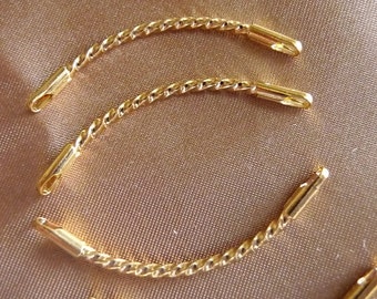 Link, gold plated brass, 38x8mm, twisted curved, Sold per pack of 4 links.
