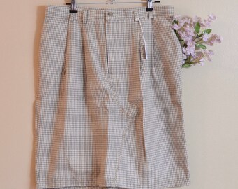 Vintage Plaid Skirt Pencil High Waisted Large, 31" Trouser Skirt Vintage Upcycled Clothing Womens Plus Size