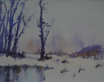 Winter Reflections I, an original watercolour painting by Alfredo Mella