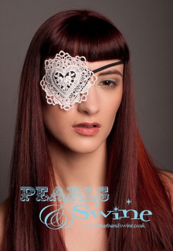 Items similar to White Lace Eyepatch Burlesque Bespoke Eye Patch Black