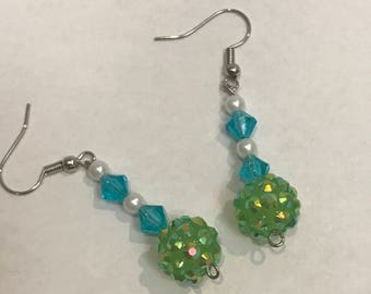 Green ball earrings