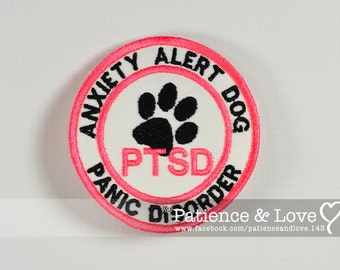 1 Patch, Sew-on, 3 inch round, Anxiety Alert Dog, PTSD, Paw print, Panic Disorder, sew on patch for service dog, working dog