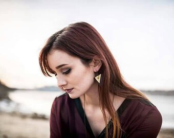 Handmade Leather triangle earrings