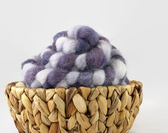Fiber destash, yarn sale, 200g hand dyed roving, alpaca fiber, alpaca roving, handdyed fiber, spinning fiber sale, felting fiber - Lilac