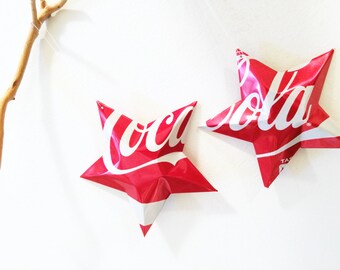 Coke Stars Christmas Ornaments Soda Can Upcycled Coca Cola
