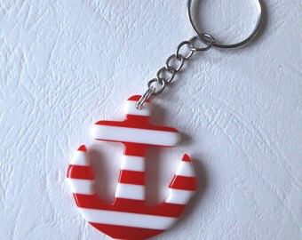 Key - anchor - striped red and white