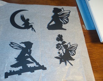 Die cut Fairy Silhouette,Fairy card stock cut outs, scrapbooking fairies, Fairy Silhouettes