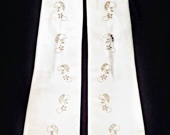 Barra Italian Kid Leather Embroidered Formal Elbow Gloves ~ Size 6 1/2
