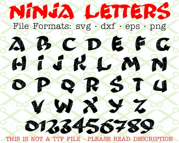 NINJA Monogram Svg Letters & Numbers Svg Dxf Eps Png. Ninja