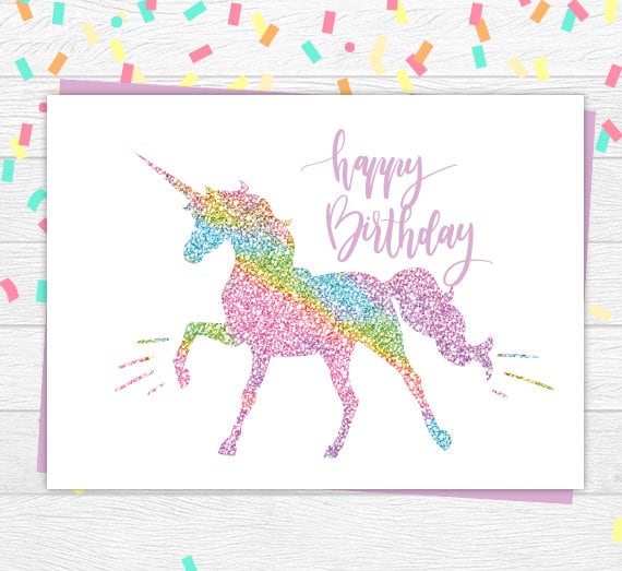 unicorn birthday card unicorn card glitter unicorn card